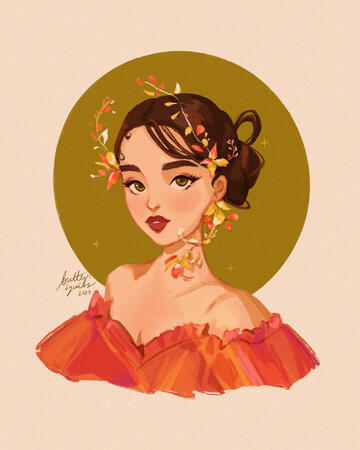 orange flower girlie